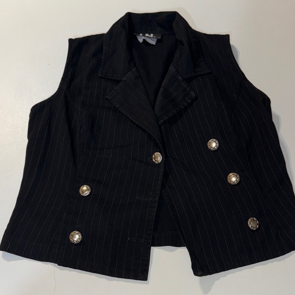 Vintage‎ I.N. San Francisco Black and White Pinstripe Vest